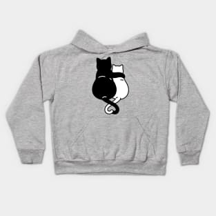 Black and white cats snuggled up together Kids Hoodie